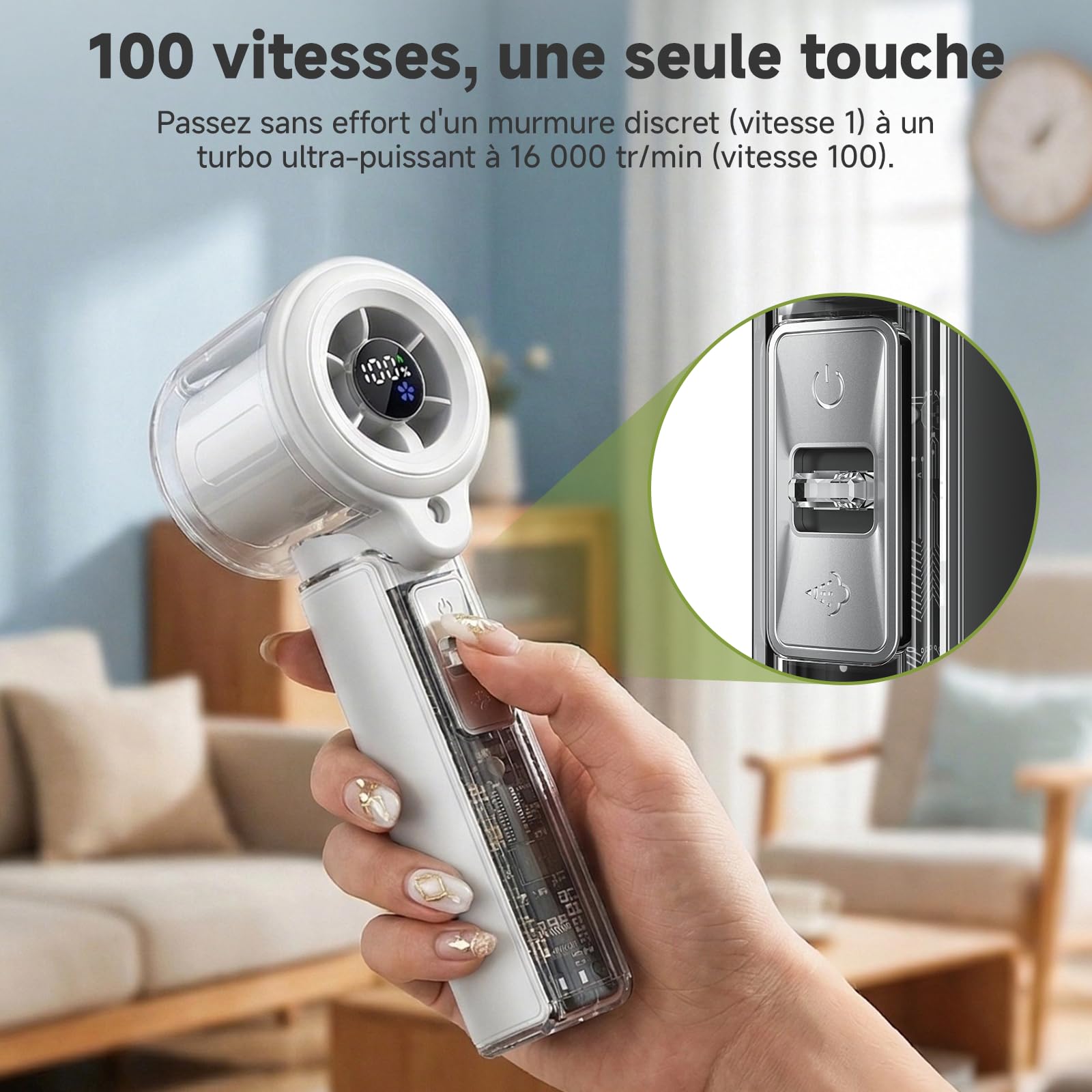 COKUNST Ventilateur Brumisateur Portable Exterieur Rechargeable USB C | Mini Climatiseur Mobile avec affichage LED, Idéal pour Camping, Bureau, Voyage