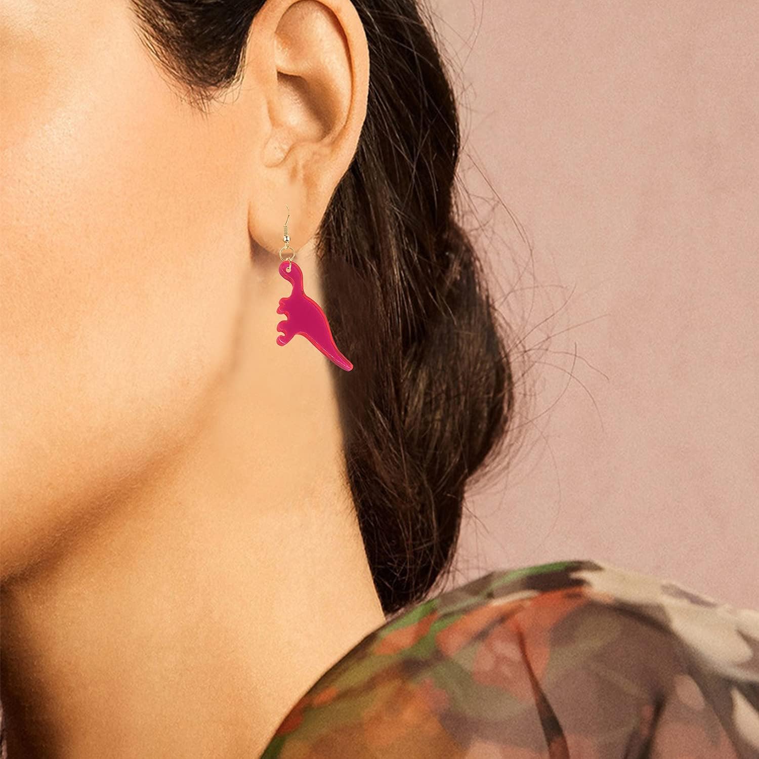 8 Pairs Cute Dinosaur Hoop Earrings Colorful Animal Acrylic Harajuku Earrings for Women Funny Jewelry Gift - Image 2