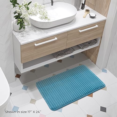 Miniatura 2 de FRESHMINT Alfombra de baño de espuma viscoelástica ultrasuave con infusión de carbón de 17 x 24 pulgadas, alfombras de baño para baño,