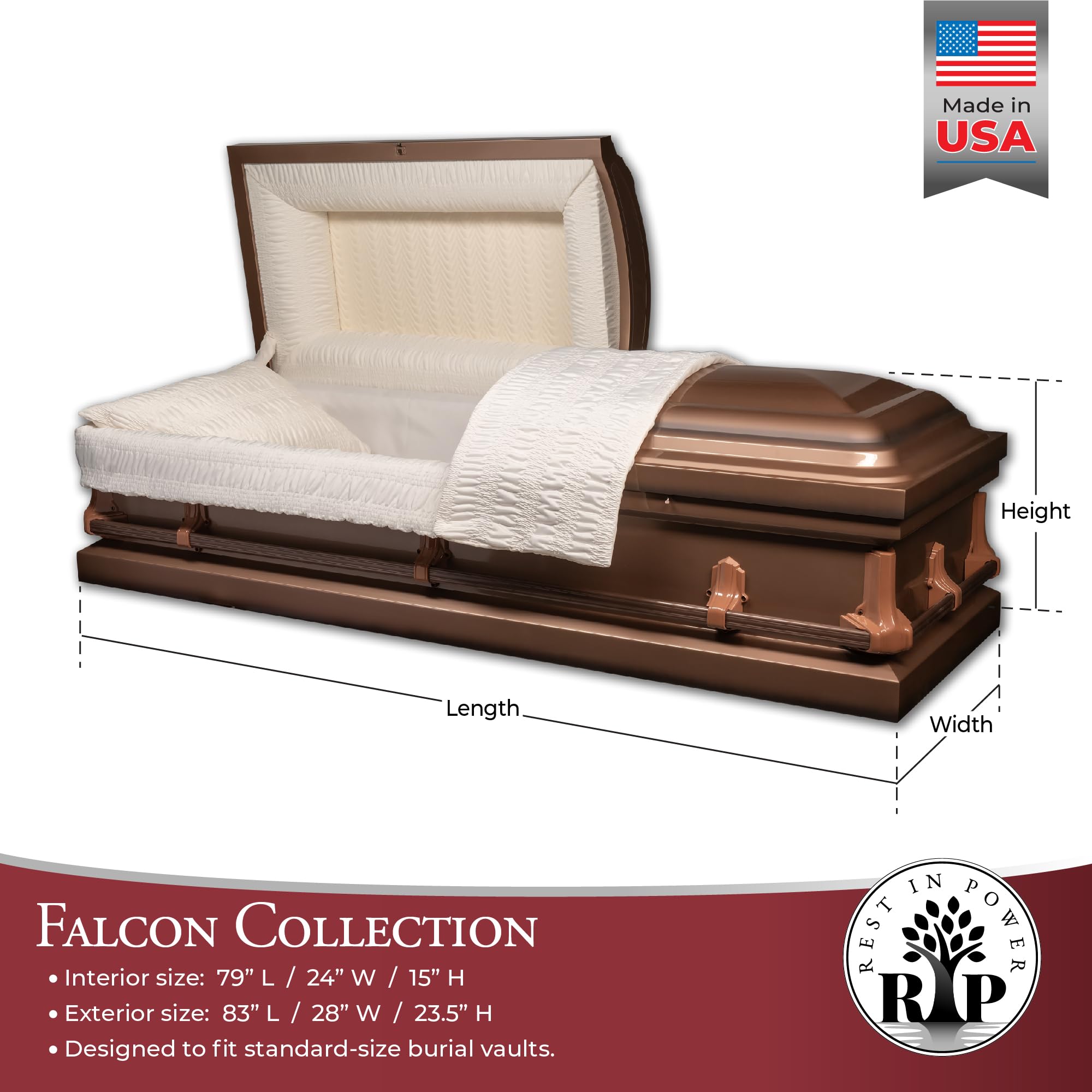 Amazon.com: RestInPower Steel Satin Falcon Casket - Enduring