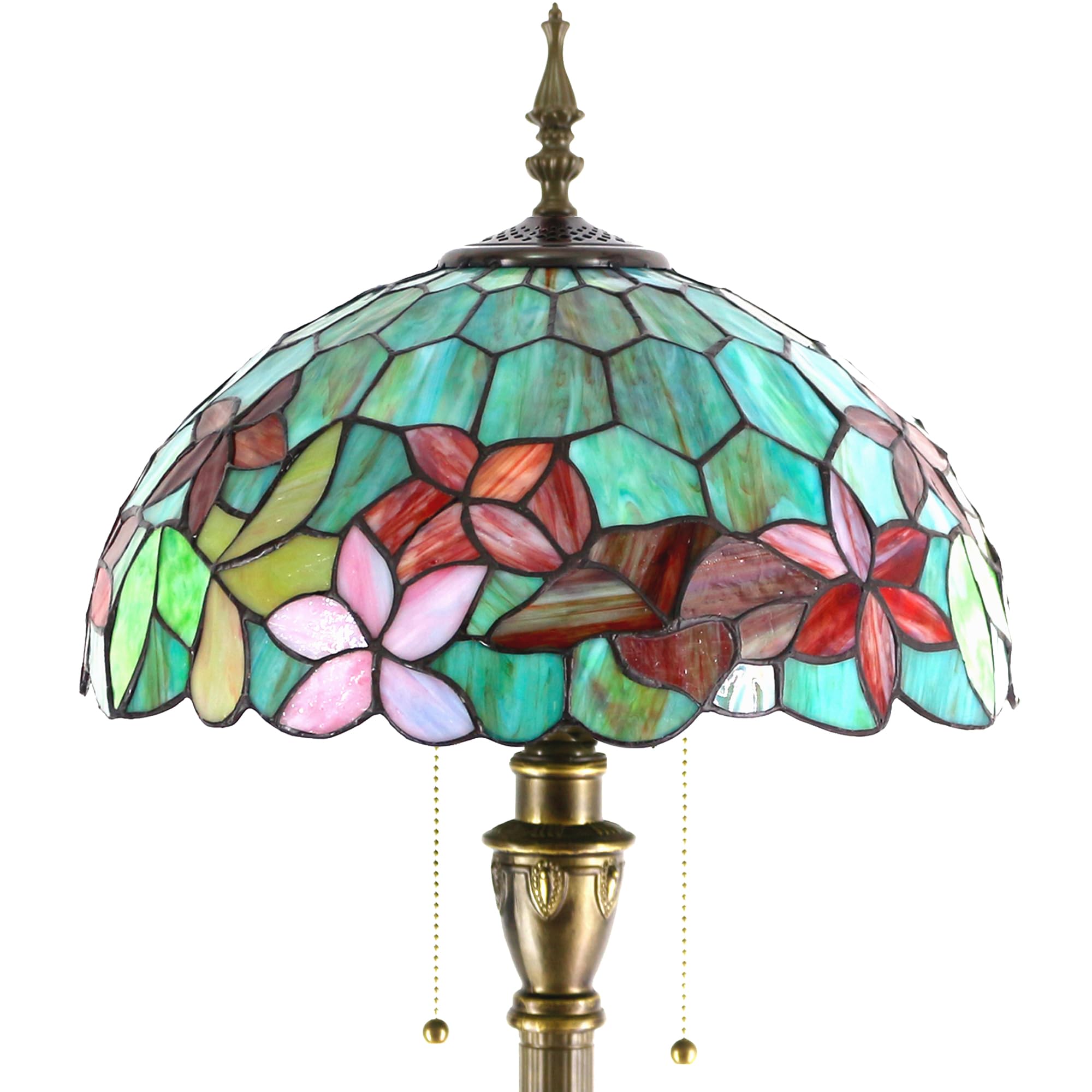 ZJART Tiffany Floor Lamp Stained Glass Lamp 16X16X70 Inch Red Green Flowers — image 1