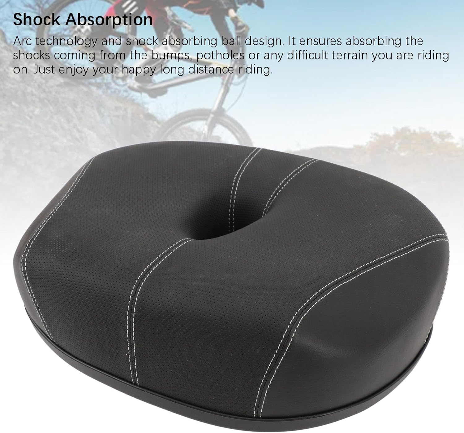 Noseless Bike Seats, Wide Bike Saddle Replacement Thickened Hollow Breathable Shock Absorbing City Mountain Bike SeatsCushion for Men Women
