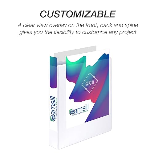 Vista 540 de Samsill Carpeta duradera de 1.5 pulgadas, fabricada en los Estados Unidos, carpeta de anillos en D, carpeta transparente personalizable, color Negro