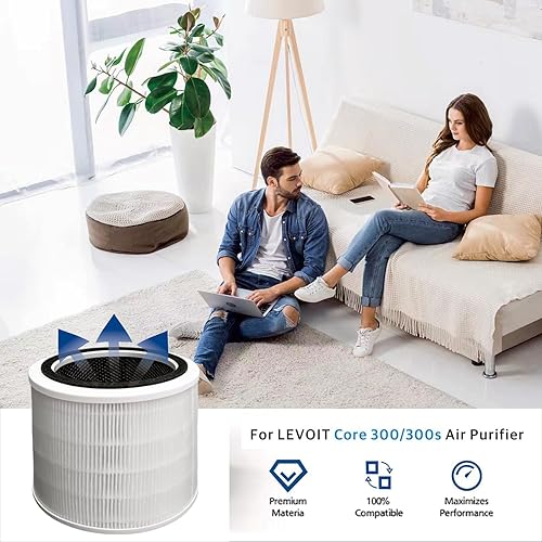 Miniatura 4 de Paquete de 2 filtros de repuesto Core 300 compatibles con el purificador de aire LEVOIT Core 300 y Core 300S, repuesto de filtro HEPA 3 en 1 de