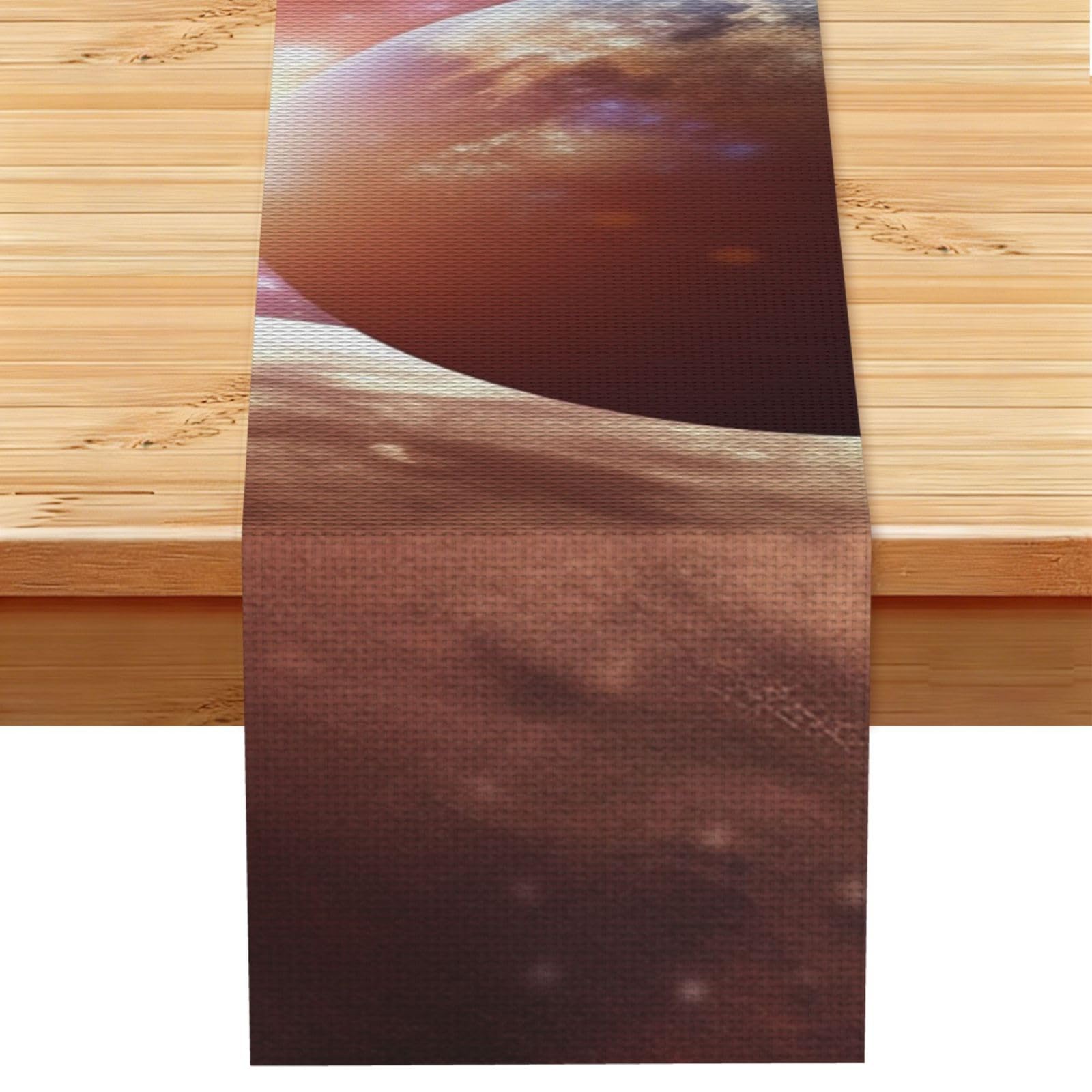 Planets in Space Background Table Runner 13x72 Inch Cotton Linen Table Linen Washable Farmhouse Tablecloth Modern Abstract Art Kitchen Dinning Table Decoration for Home Party Decor