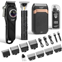 Hair Clippers for Men, 4-Piece Grooming Kit with LED Display, Gift for Him - Includes Clippers, Trimmer, Foil Shaver & Nose Trimmer - Complete Home Barber Set