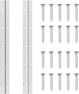 2 PCS 12 Inch Stainless Steel 304 Piano Hinge, JANNO 0.047 Inch Thickness Heavy Duty Continuous Folding Hinge, High Polished Surface Hinge for Doors, Cabinet, Boxes, Home, Kitchen and DIY Wood Craft