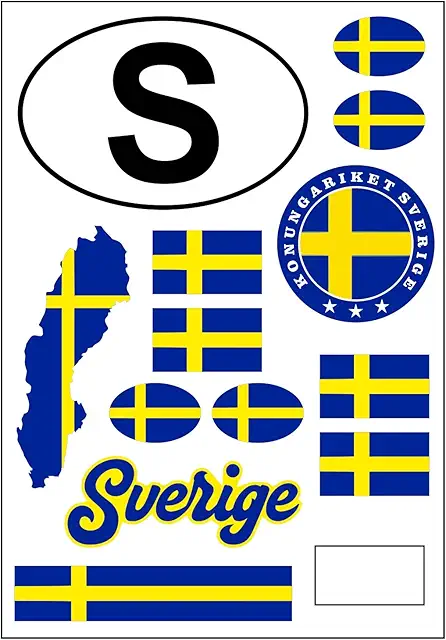 Sweden Stickers Cards 8-Piece Set - Klistermärken Sverige