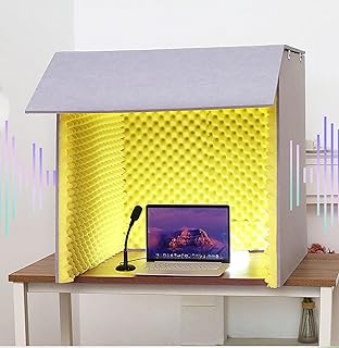 Soundproof Vocal Absorbing Shield, Portable Desktop Isolation Booth for Microphone Recording, Self-Made Soundproof Cover for Studio Use