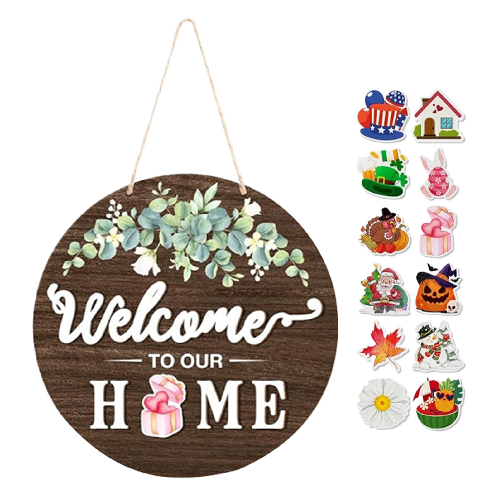 Letrero de bienvenida para puerta que soluciona la decoración de entrada
