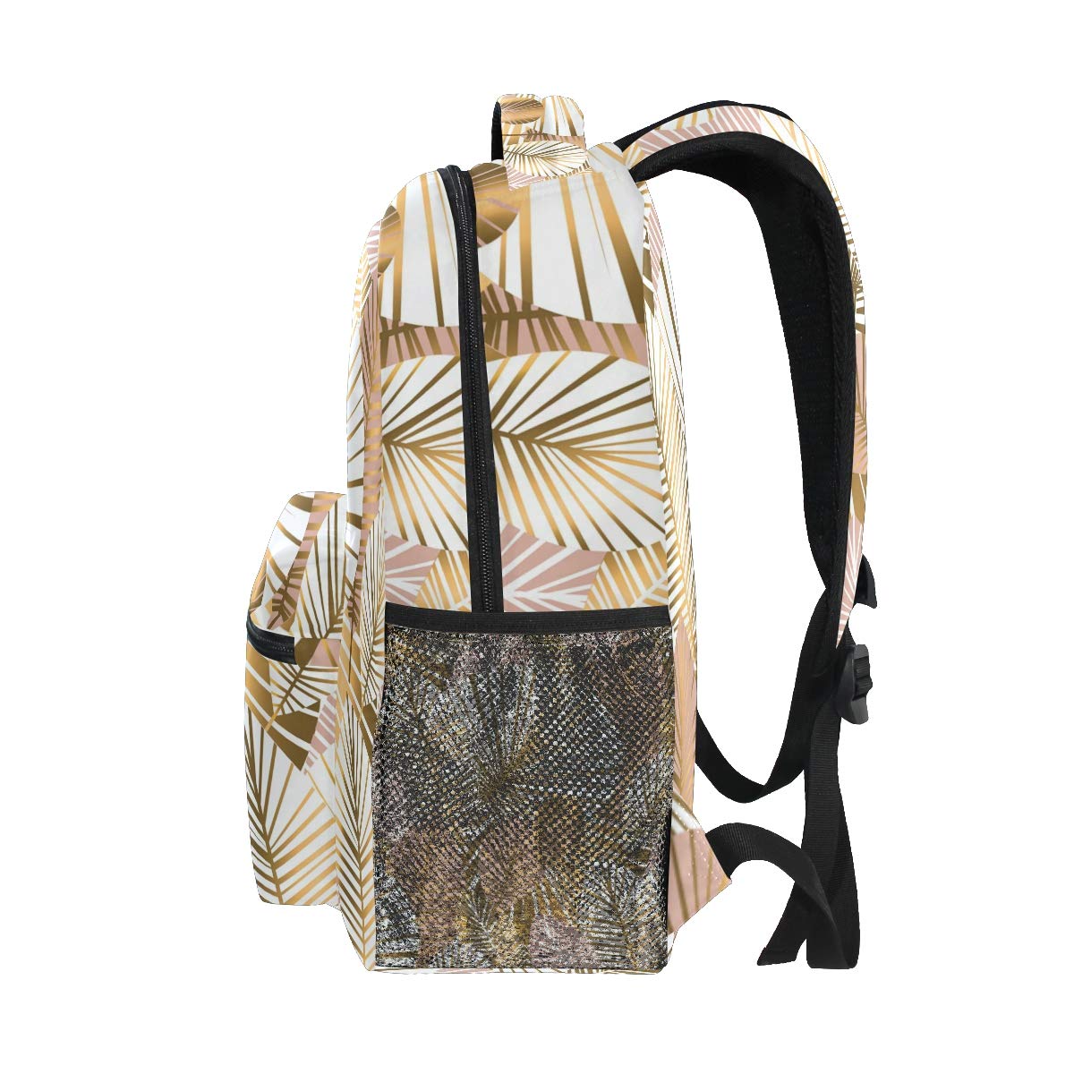 Mnsruu Sac à Dos d'école de congé Tropical doré pour garçon, Fille, Sac de Voyage, Sac de Voyage, Cartable, Taille unique