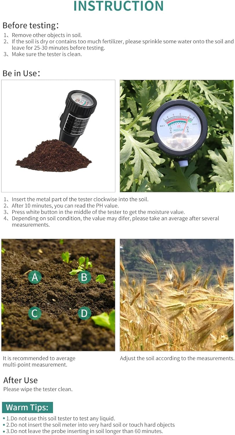 XYIE LTD Christmas Cap Type Soil Tester, Soil pH Meter, and Soil Moisture Meter, to Detect The Soil of Flowers, Fruits, Vegetables, and Horticultural Plants.