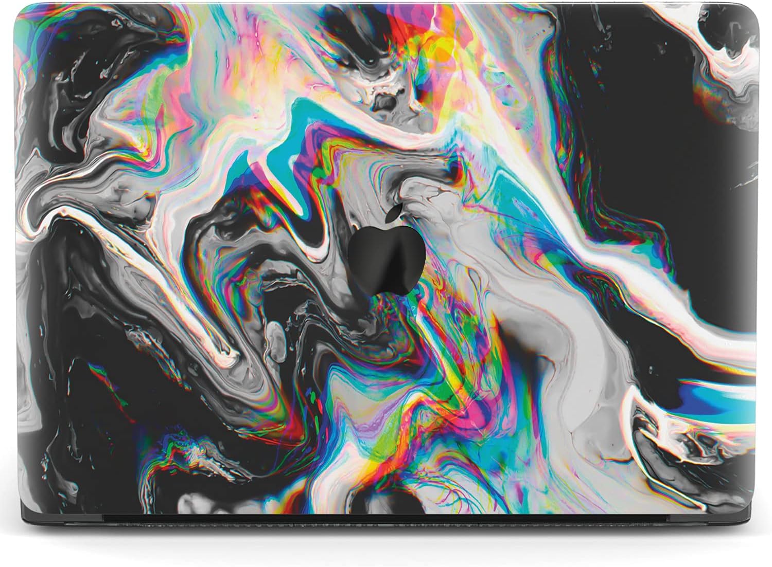 Mertak Hard Case Compatible with MacBook Pro 16 14 Air 15 13 inch M3 M2 M1 Mac 2024 2023 2022 2018 Paint Glitch Art Abstract Cool Clear Women Cover Shell Black Ink Marble Girly Touch Bar Laptop
