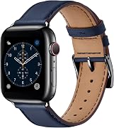 コンパチブル アップルウォッチ バンド 革 46mm 42mm 44mm 45mm 49mm 40mm 41mm 38mm コンパチブル Apple Watch バンド 本革 レザー ビジネス 男女兼用 コンパチブル iWatch SE3/SE2/SE/Series11/10/9/8/7/6/5/4/3/2/1に対応(ダークブルー・ブラック)