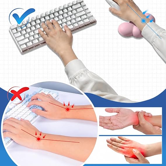 Klasse Cloud Klavye ve Mouse Bilek Destek Seti, Bulut ErgoPad, Kaymaz Tabanlı, Nefes Alan Kumaş, Ağrı Önleyici (Fare Desteği, Pembe)