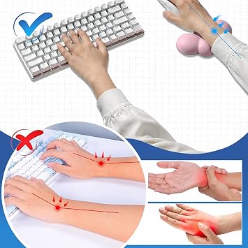 Klasse Cloud Klavye ve Mouse Bilek Destek Seti, Bulut ErgoPad, Kaymaz Tabanlı, Nefes Alan Kumaş, Ağrı Önleyici (Fare Desteği, Pembe)