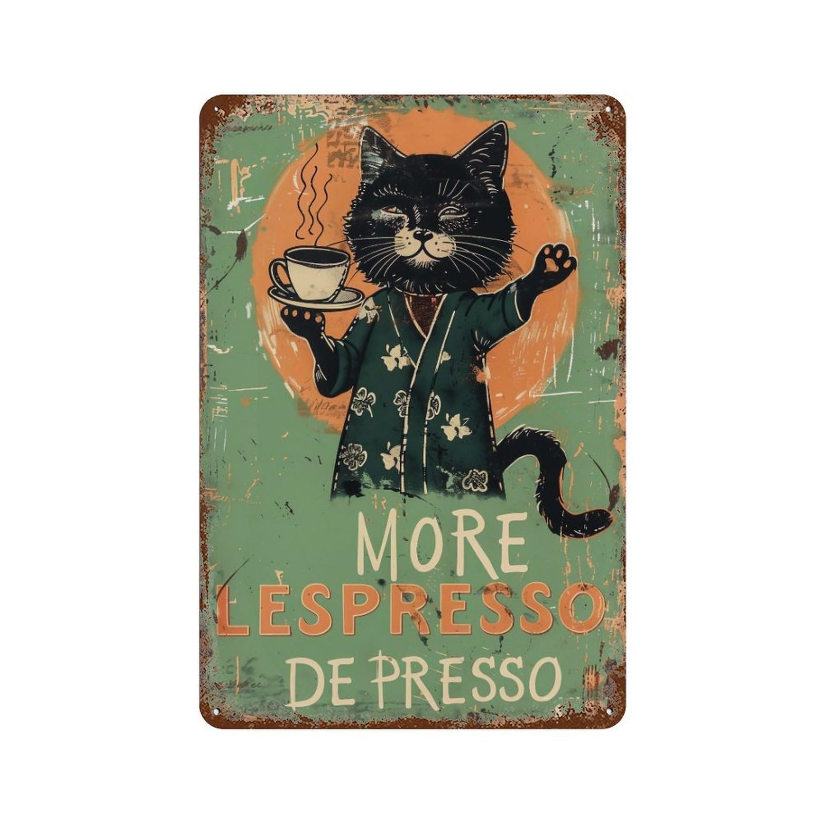 FHUYEURHRY More Espresso Less Depresso Cat 04 Wall Decor Retro Iron Vintage Art Metal Tin Sign Poster Modern Home Cofffee Club Art Bar Shop Decorations Style-22 30x20cm