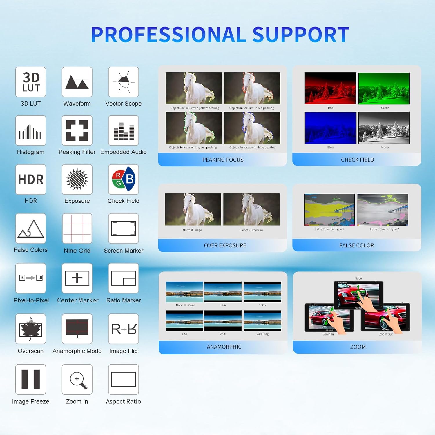 FEELWORLD T10 professional assist features