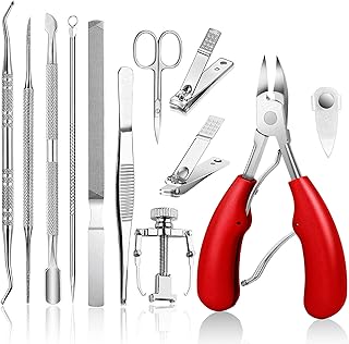 JTIEO 12PCS Heavy Duty Toenail Clippers for Thick Toenails (Red)