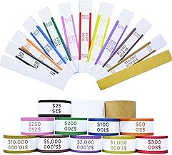 600pcs Money Bands for Cash - Self-Adhesive Money Wrappers for Bills, Currency Straps in 12 ABA Standard Colors, Ideal for Banks, Restaurants and Businesses (50 per Band)