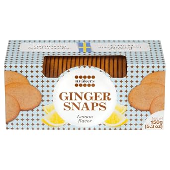 Nyakers Ginger Snaps Cookies, Lemon Flavored, 150g 5.3 Oz