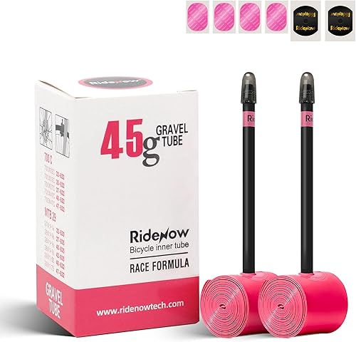 RideNow TPU Road Bike Inner Tube, 2 Pack Gravel Bike Tube 700 x 32C-47C with 45mm65mm85mm Presta Valves, Ultra-Light Puncture Resistant Bicycle