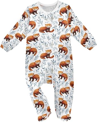 Baby One-Piece Footies Brown Horses Light Blue Sleeper Pjs Footed Bodysuit Rompers Zipper for Boys Girls 3M
