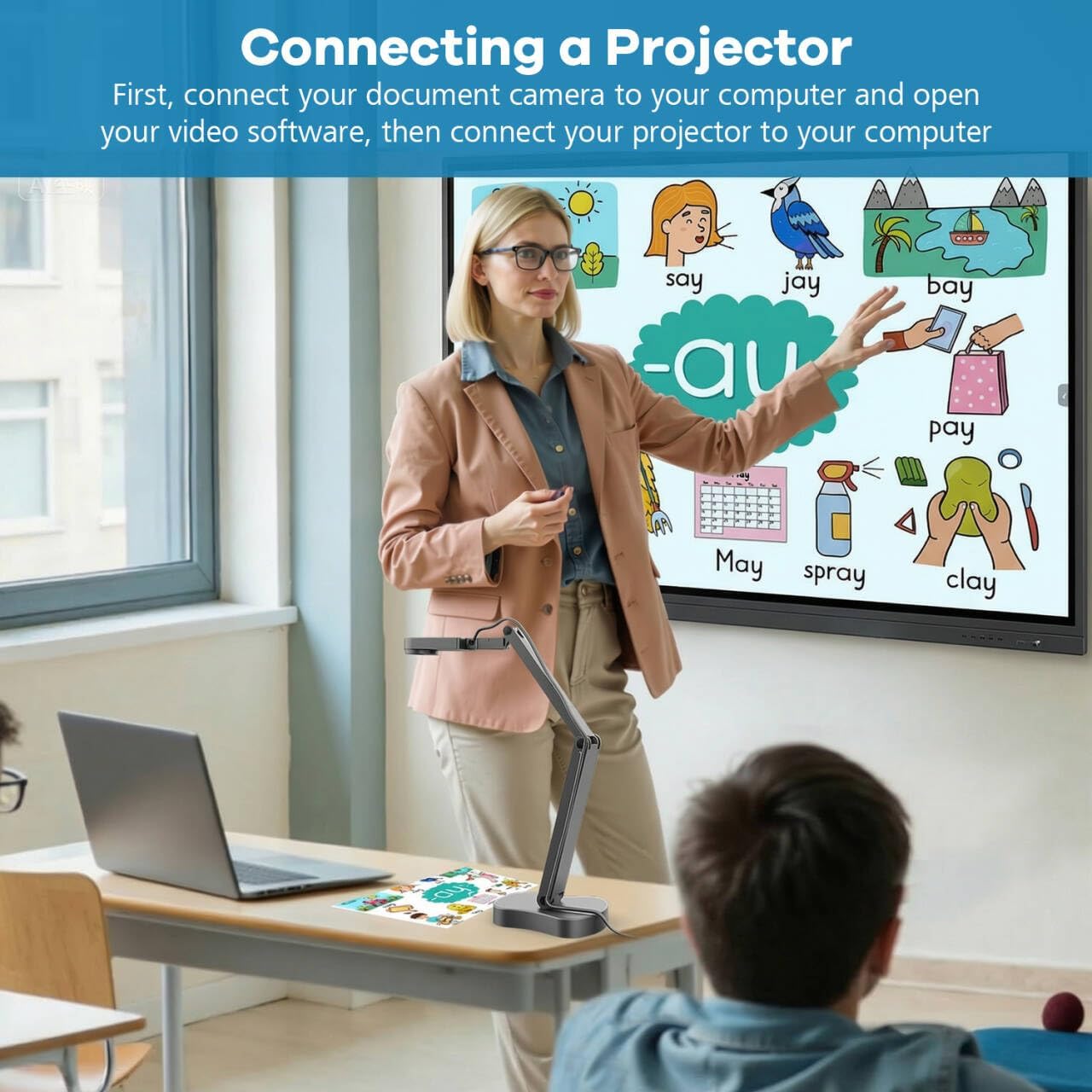 4K Document Camera&Webcam for Teachers: 8MP USB with 3-Level LED Light &Mic&Image Invert,Fold, A3 Format for Teaching in Classroom/Distance Learning Educators(Mac/Windows/Chromebook)