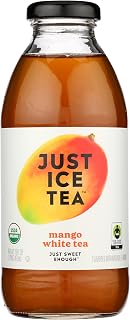 Just Ice Tea Organic Mango White Tea, Refreshing Iced Tea 16 Fl Oz - Pure Organic Flavor
