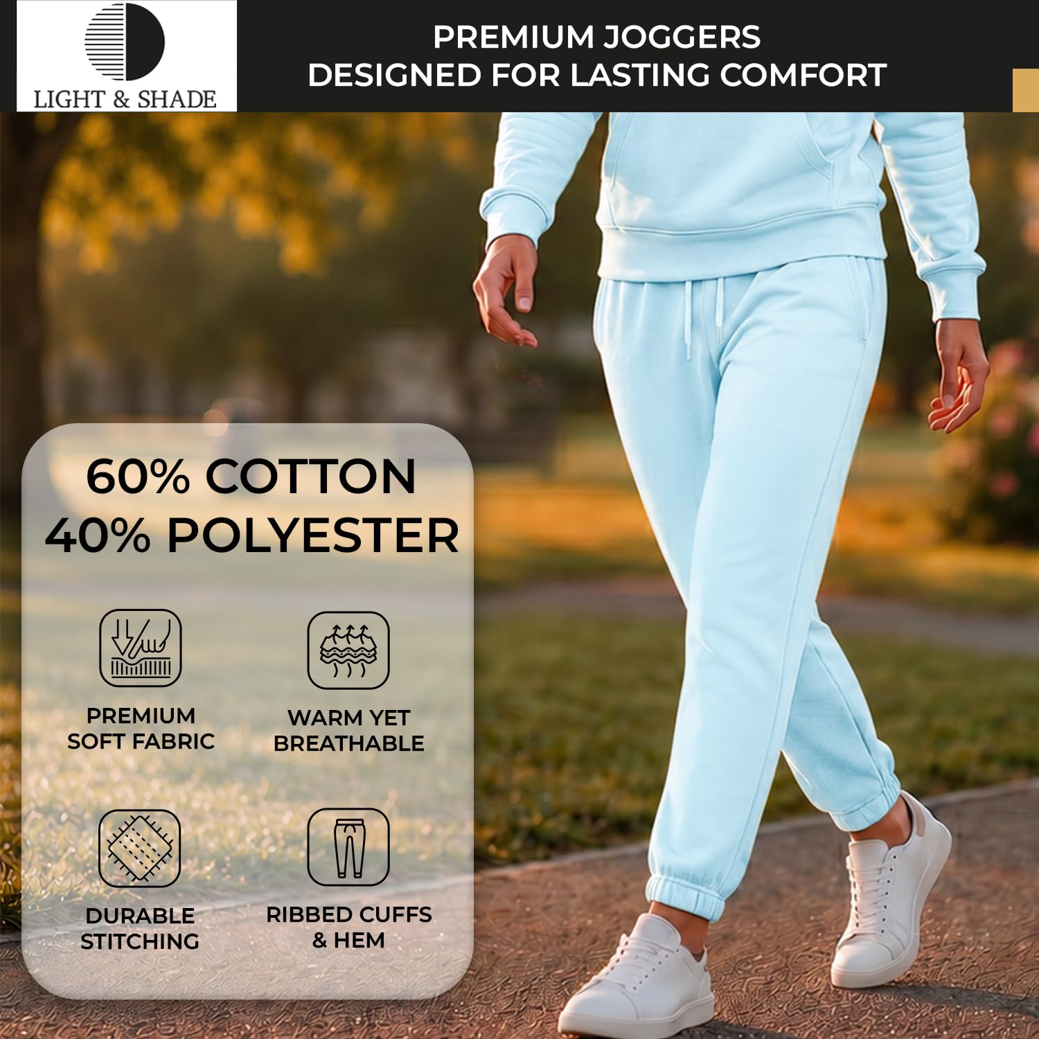 Light & Shade Damskie spodnie dresowe loungewear, miękkie w dotyku joggery do domu i na co dzień