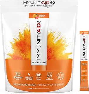 Immunity AID GO! Zero Sugar Immunity + Hydration Packet, Vitamin C, Echinacea, Zinc, Astragalus Root, Vegan & Gluten-Free, Naturally Sweetened, No Caffeine, 30 Count (Pack of 1)