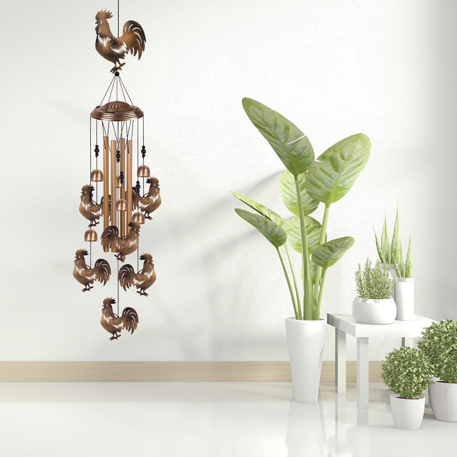Bronze Chickens Wind Chimes for Home, Garden, Balconies, Rooms, Patio, Indoor, Outside Decor, Retro Wind Bells, Rooster Wind Catcher, Outdoor Memorial Wind Chime Gifts for Mom, Women, Grandma, Family