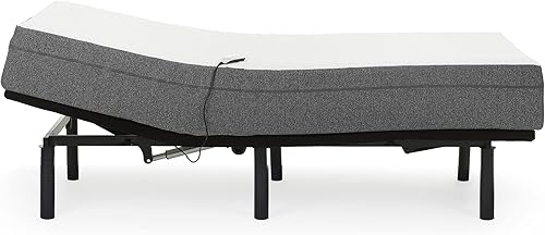 Blissful Nights Colchón de espuma viscoelástica de firmeza media con infusión de gel de 10 pulgadas con marco de cama ajustable e2, juego combinado