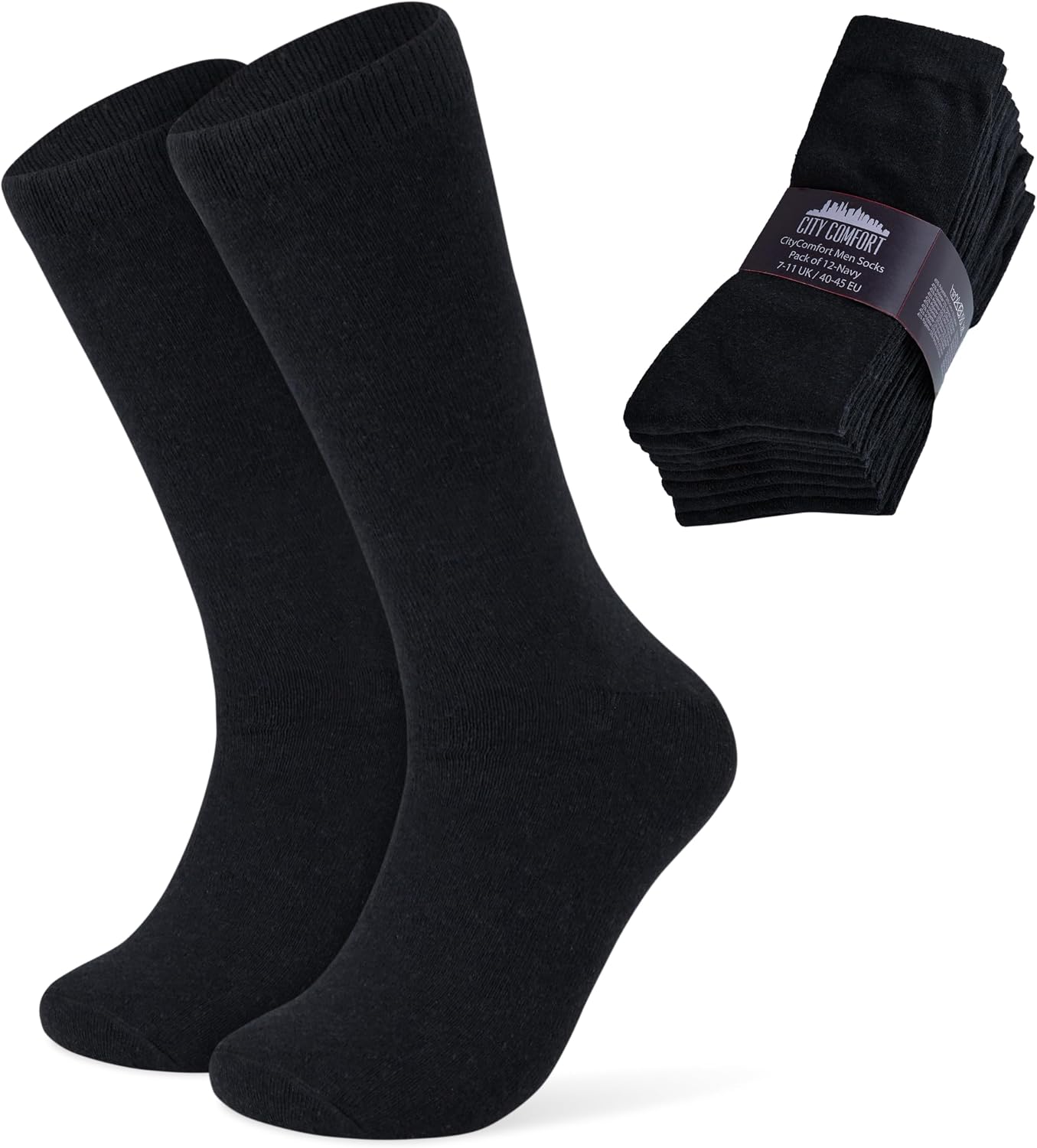 Calzini Uomo Tre Quarti – Confezione da 12 Paia di Calzini Uomo Cotone Stretch Neri Calzini Classici Blu Grigio Bianco Nero 40-45