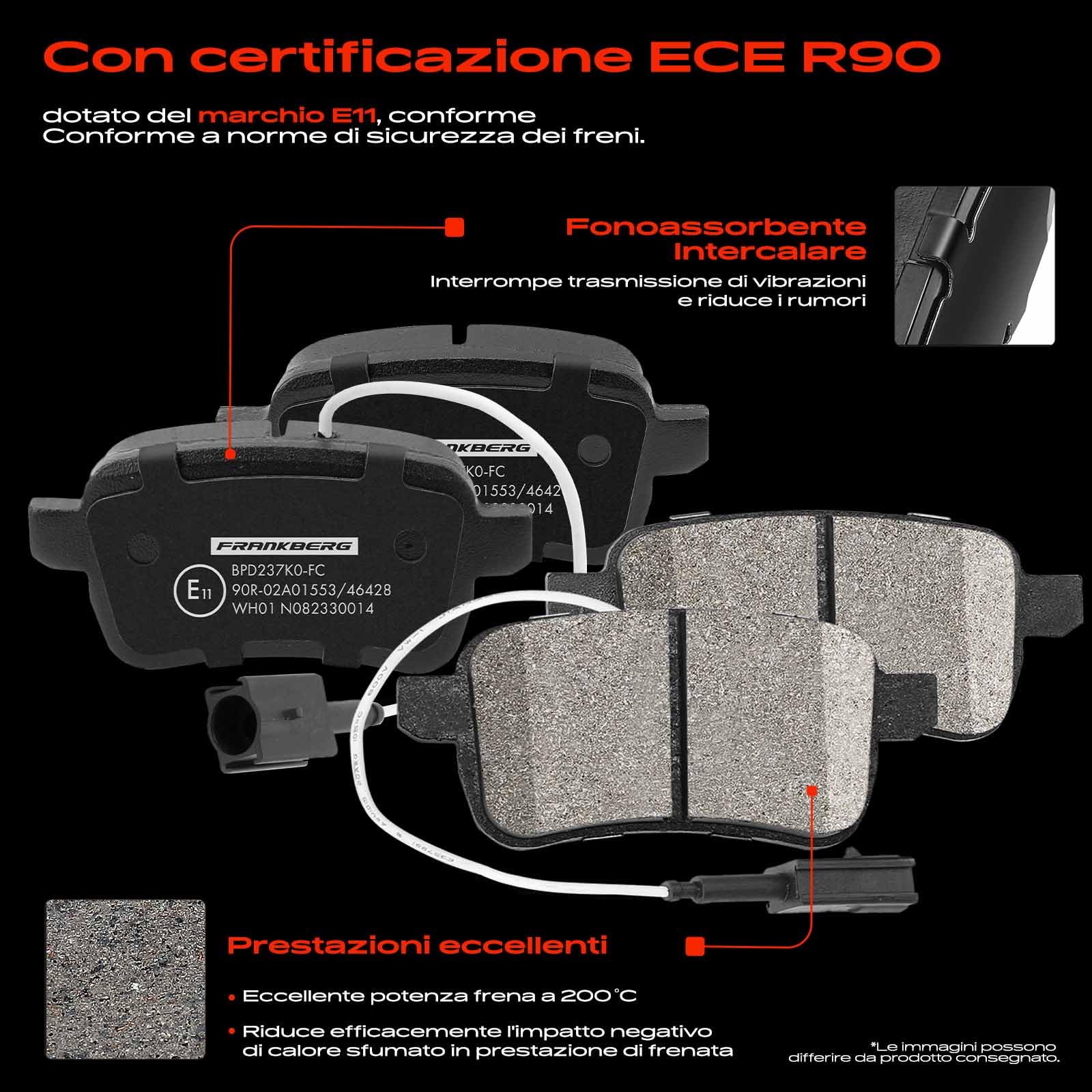 Frankberg Set di pastiglie dei freni incl. 4x Pastiglie dei Freni Posteriore Compatibile con Giulietta 940 Giulietta Furgone/Compatto 940 Replace# 77365357, 71770092