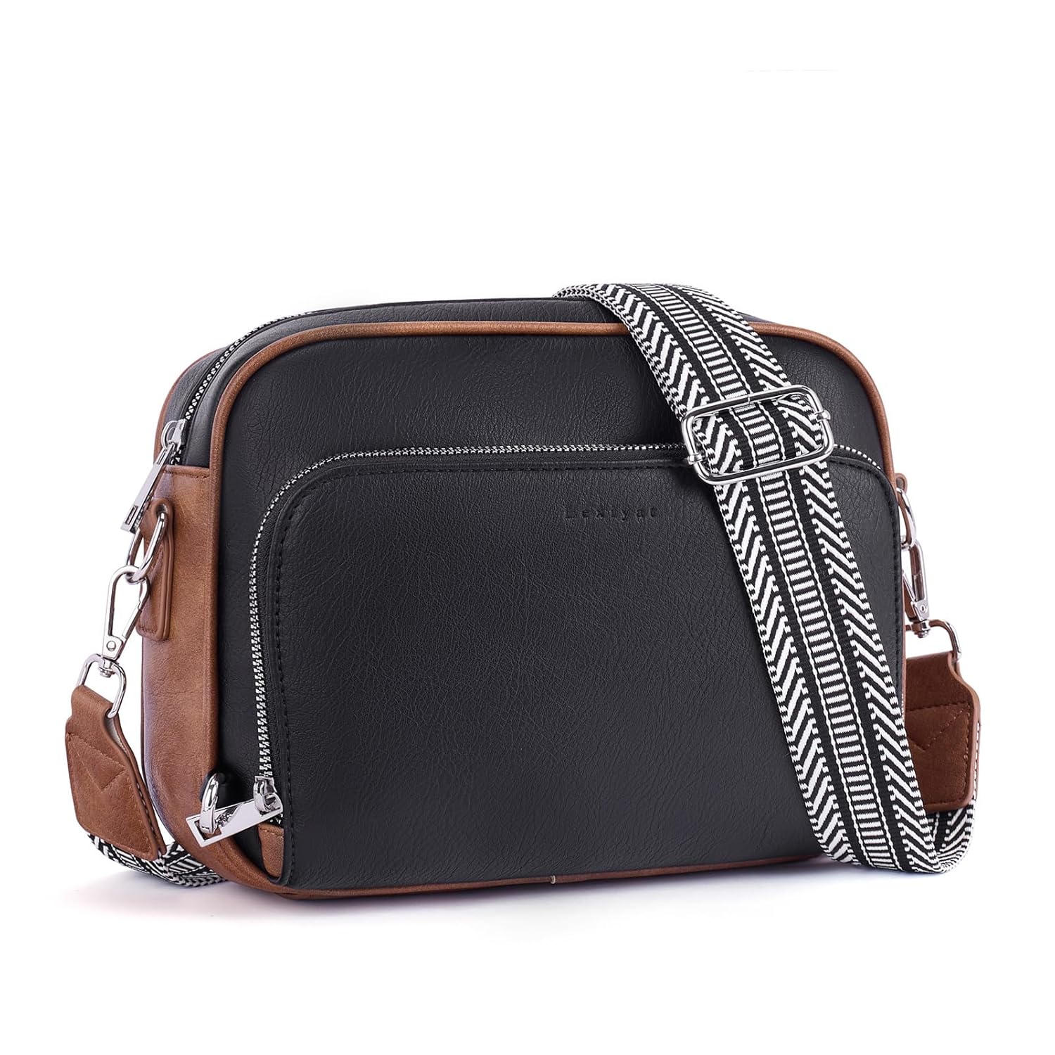 Lexiyat Crossbody Purses for Women Vegan Leather Travel Anti Theft Bags Guitar Strap Shoulder Purse with Built in