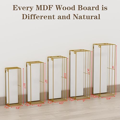 Miniatura 3 de CRUGLA Juego de 5 estantes flotantes dorados montados en la pared, estante flotante de almacenamiento colgante para baño, cocina, dormitorio, sala