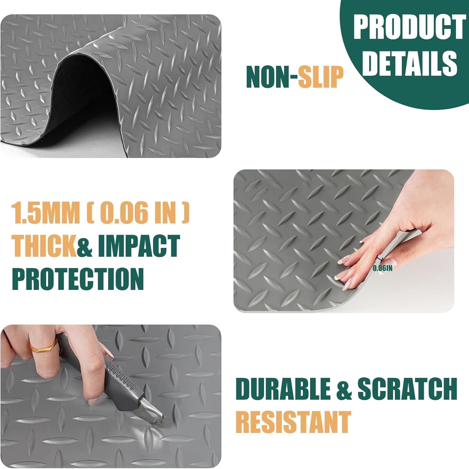 70.87"x23.62" Workbench Mat Heavy Duty Work Bench Pad with Non-Slip Texture | 1.5mm Work Bench Mat for Tool Stations, Painting, Woodworking, Crafting, DIY Project, Scratch & Stain Resistant Surface