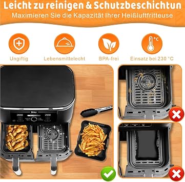 Airfryer Zubehör für Ninja Double Stack XL 9.5L Air Fryer SL400EU SL400EUCP Heißluftfritteuse Zubehör für Ninja Double Stack XL 9.5L SL400EU SL400EUCP AF400EU Philips 4000 Series 2 Kammern 8.5L-10L