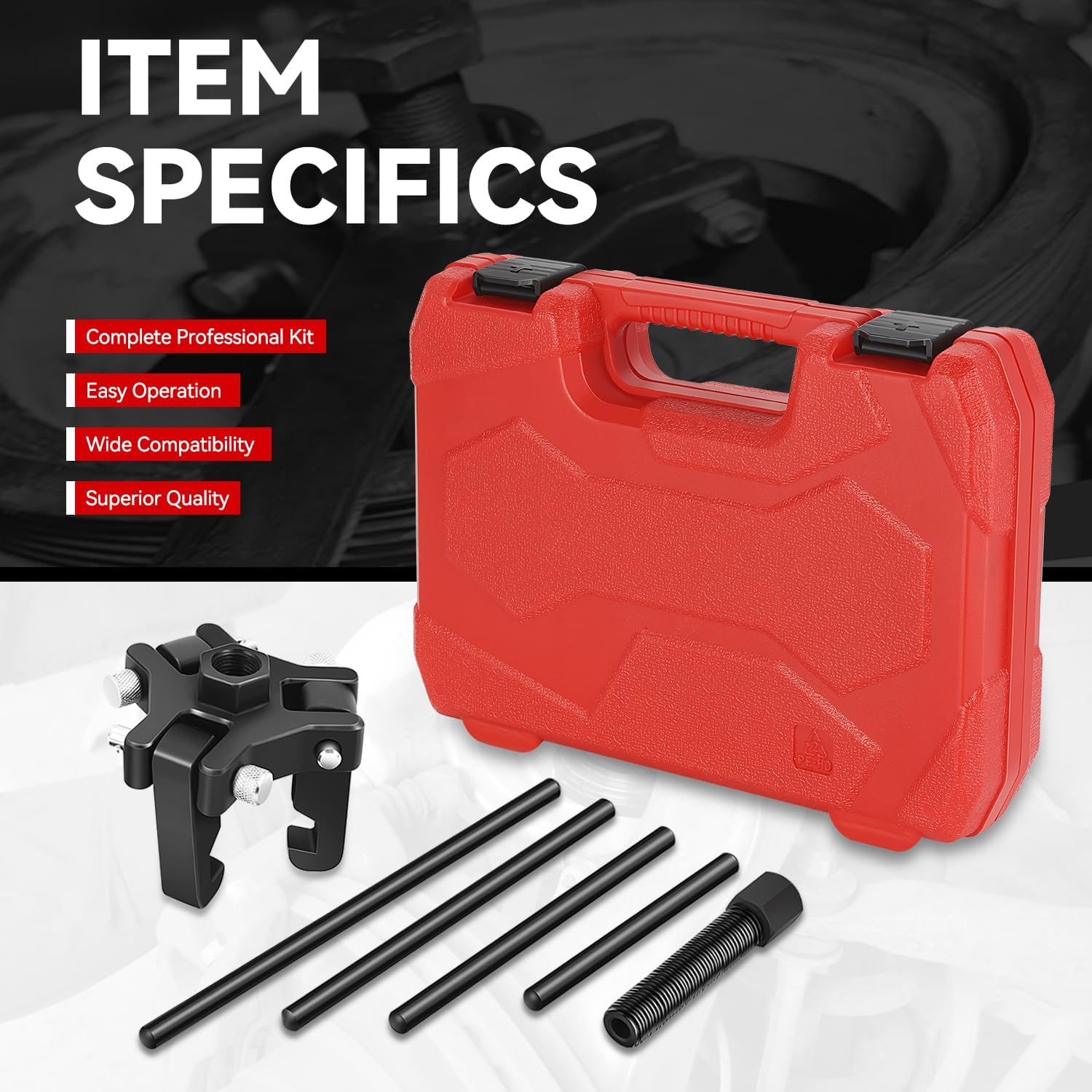 Auto Dynasty 6pcs Harmonic Balancer Puller Kit 3-Jaw Damper Pulley Puller Set Removal Tool Compatible with GM Cadillac Mitsubishi SUVs Vans and Pickup Trucks, Red