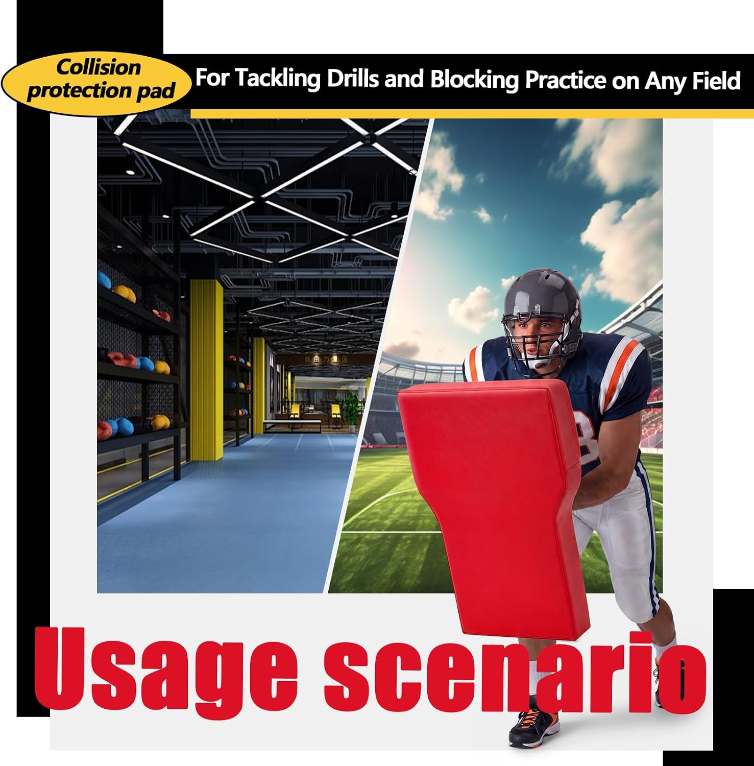 Tinideya T-Shaped Football Blocking Pad with Handles Denser Softer Foam Sport Tackle Shield Portable Rugby and Football Training Equipment for Blocking, Bumping and Contact Drills, 30 x 20 x 4 in