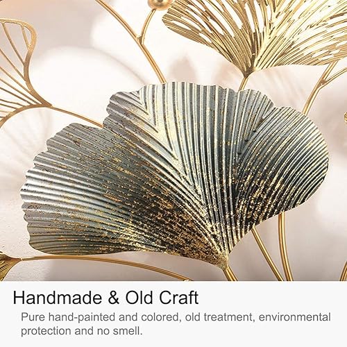 Miniatura 7 de Decoración de pared 3D, decoración de pared de metal de hoja de ginkgo, decoración de pared para sala de estar, regalos de lujo para sala de estar,