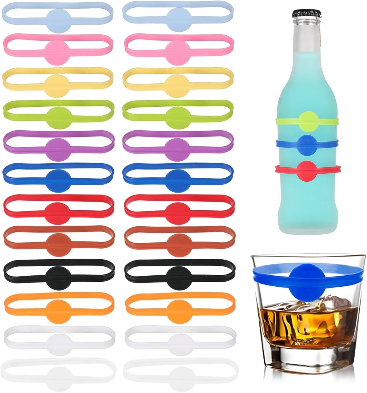 Wine Glass Charms 120Pcs Wine Labels Glasses Drinking Marker Set Food Grade Silicone Mark Glass Markers for Bar Parties Rings