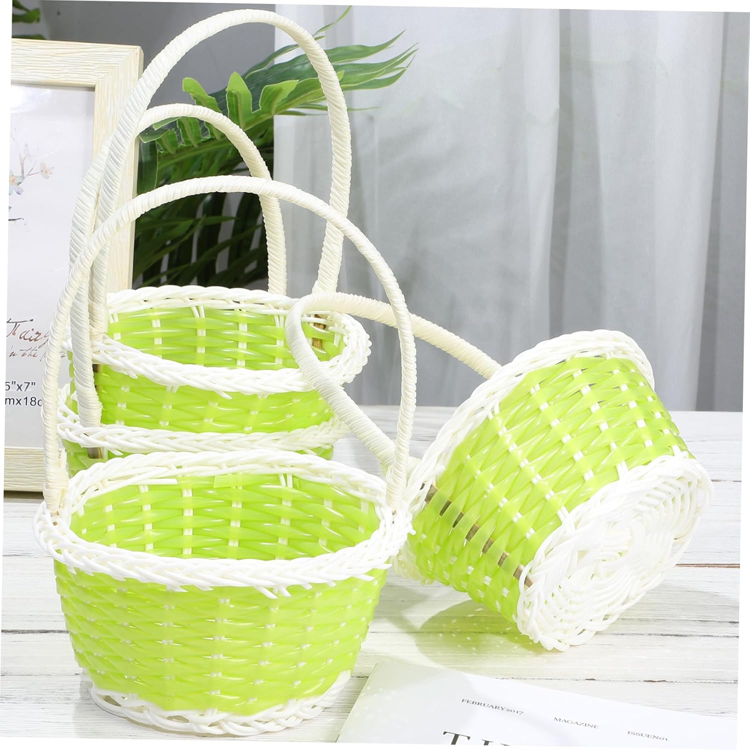 Totority 10 Pcs Portable Woven Baskets for Storage Handwoven Miniature Baskets with Handles for Home Decor Party Favors Crafts and Outdoor Activities