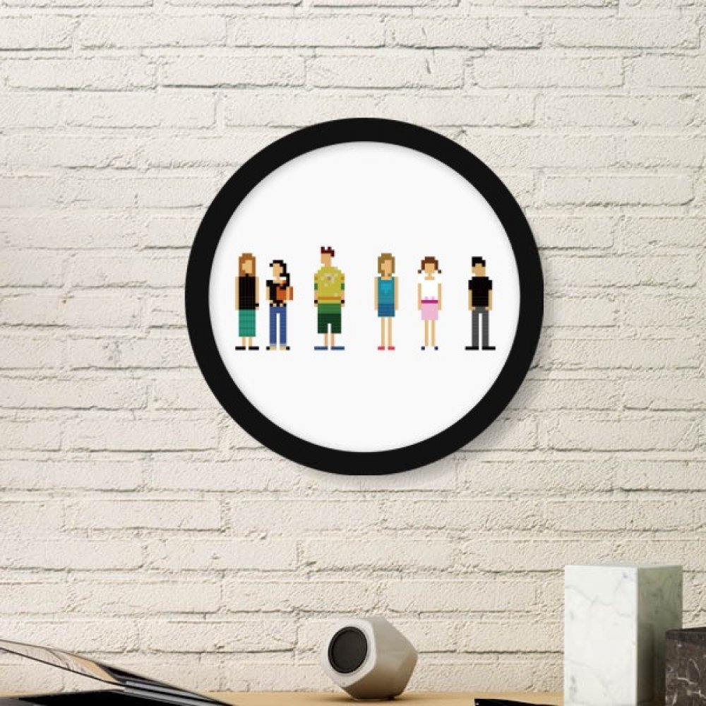 Cadeaux originaux cadre pixel rond peinture de jeu d&eacute;corative noire small