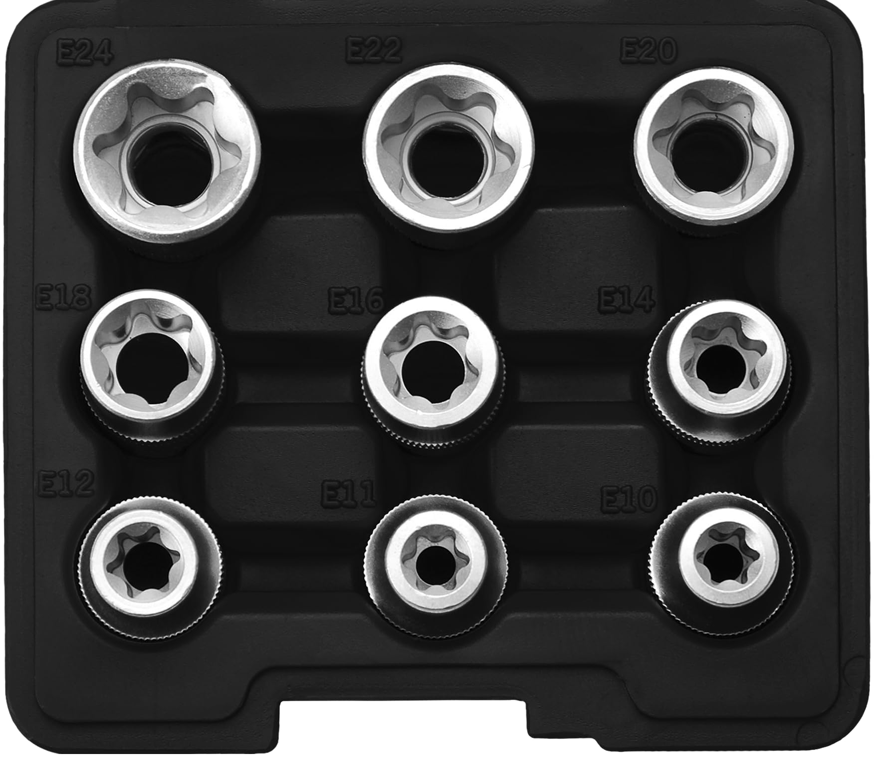 SW-Stahl 04435L E-Profil Steckschlüsselsatz, 1/2 Zoll, 9-teilig, E10-E24