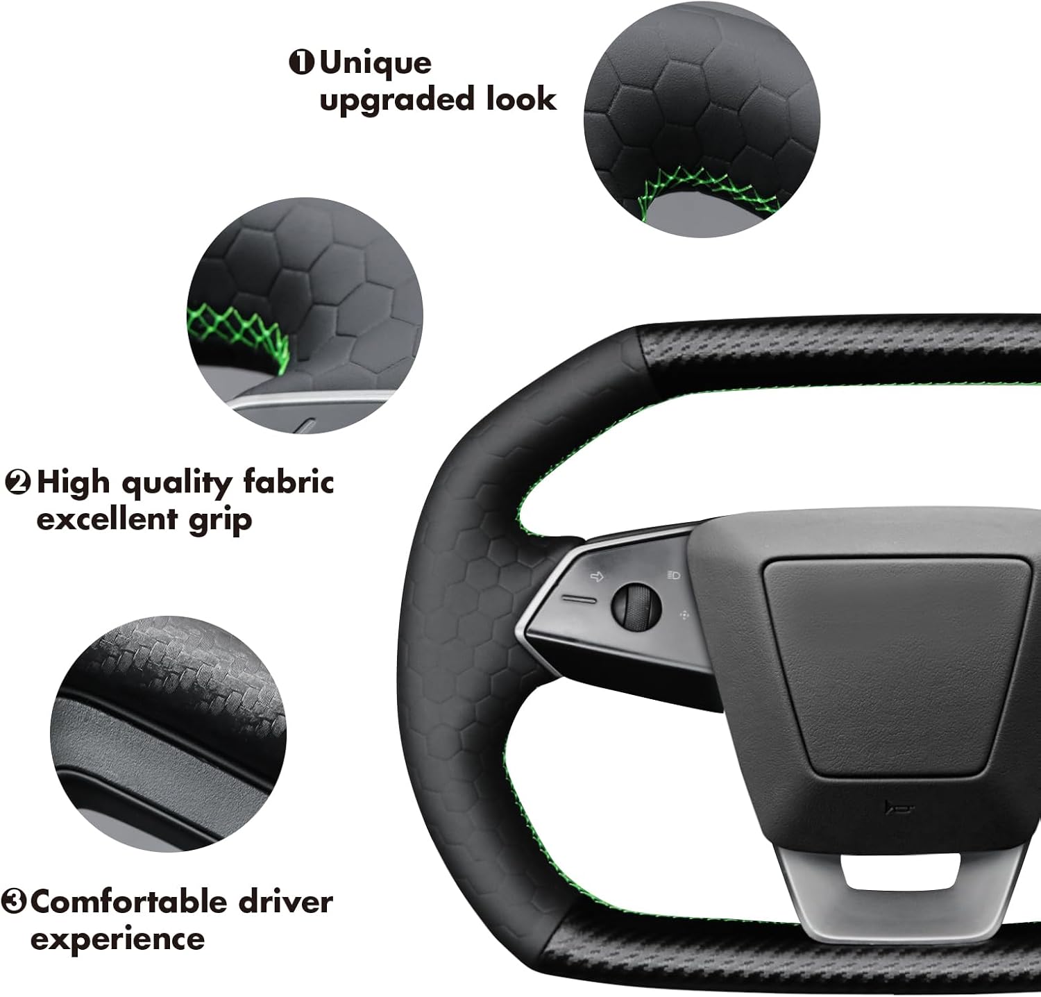 MEWANT Steering Wheel Cover for Tesla Cybertruck 2023-2025 Hand-Stitched Steering Wheel Wrap Tesla Cybertruck Accessories