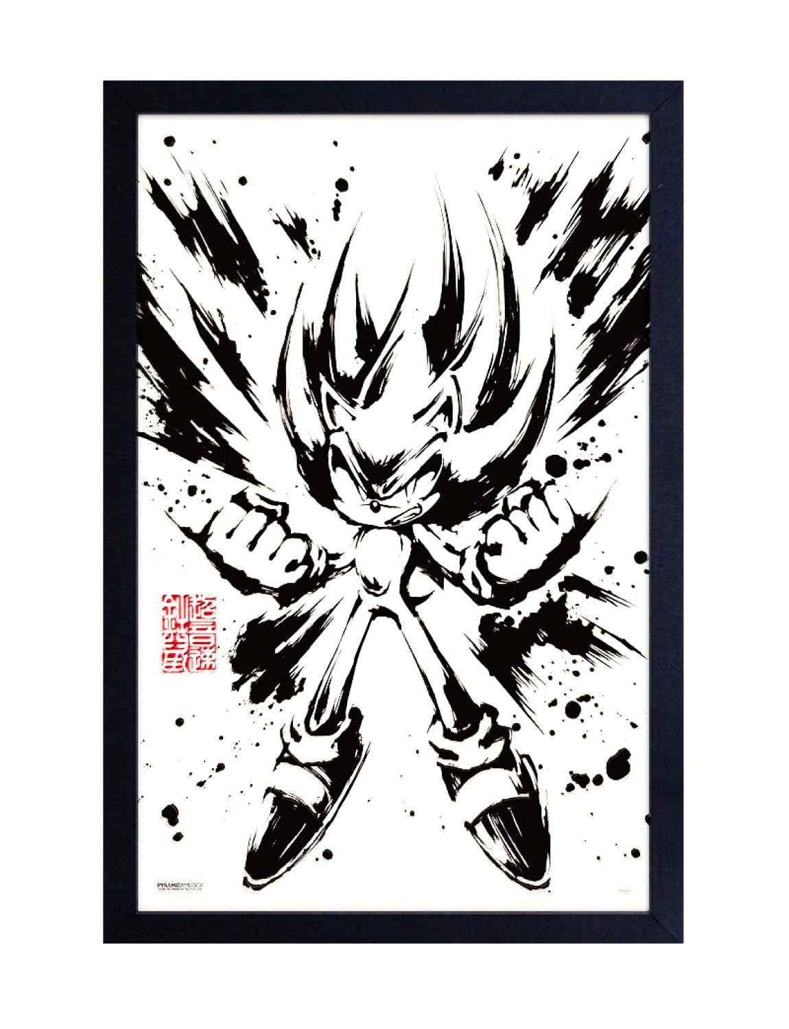 Pyramid America Sonic Poster Frame - Poster Gel Coated - (11x17 Frame Print in a 12x18 inch Frame) Super Sonic Merch - Sonic Wall Decor for Gaming Decor & Any Place