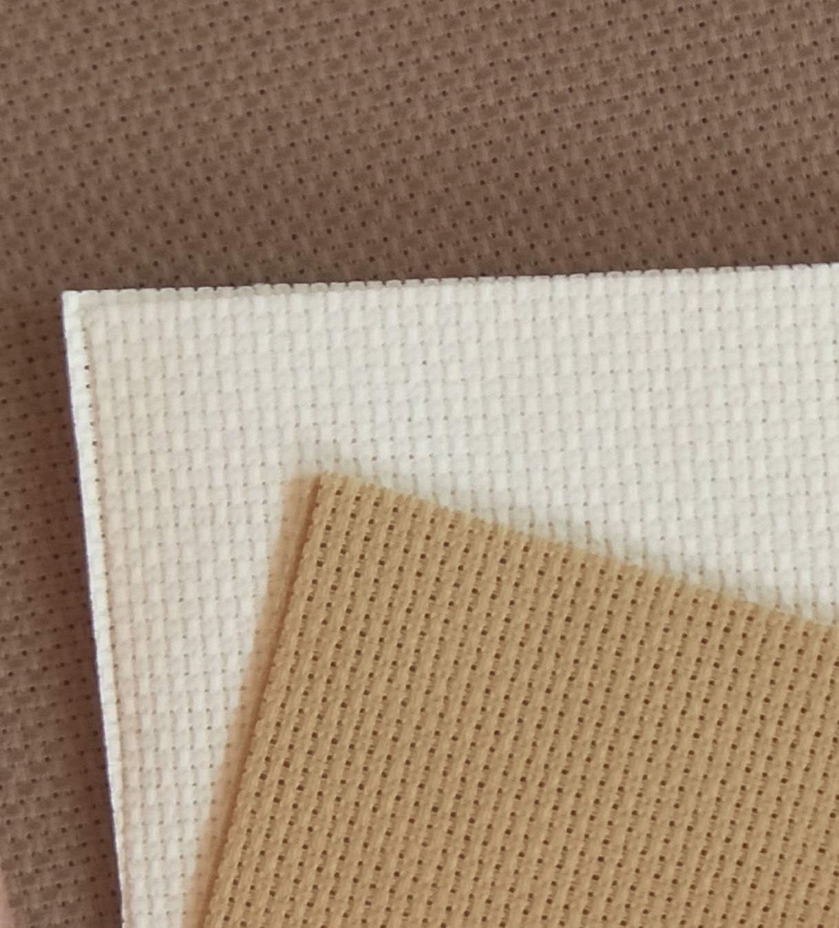 12" x 18" by 3 Pack 14CT Counted Cotton Aida Cloth Cross Stitch Fabric (Antique White +Coffee+Khaki)