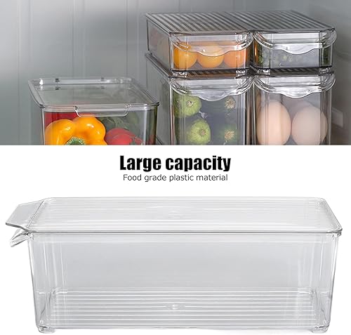 Miniatura 6 de Zerodis Contenedor de almacenamiento de alimentos, organizador de plástico transparente para refrigerador con tapa, caja de congelador reutilizable